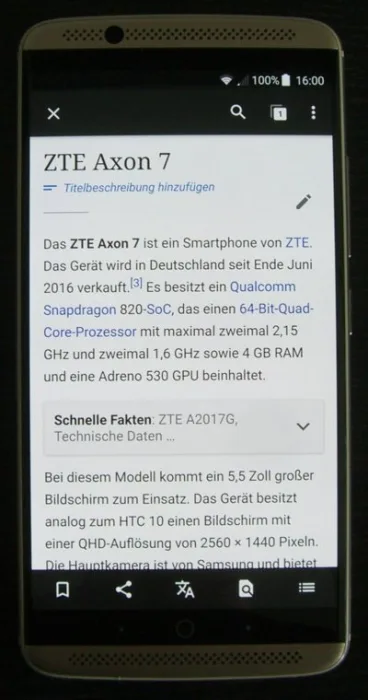 ZTE Axon 7 smartphone
